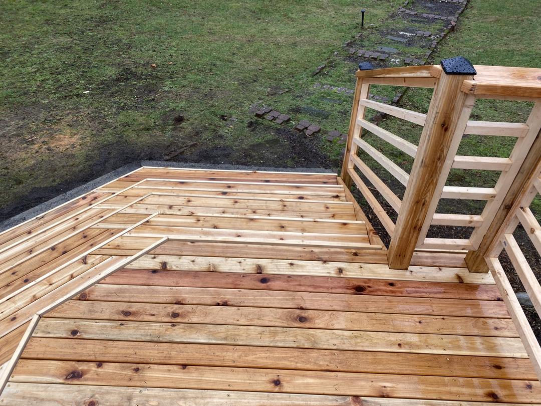 Deck framing, footings, and layout work